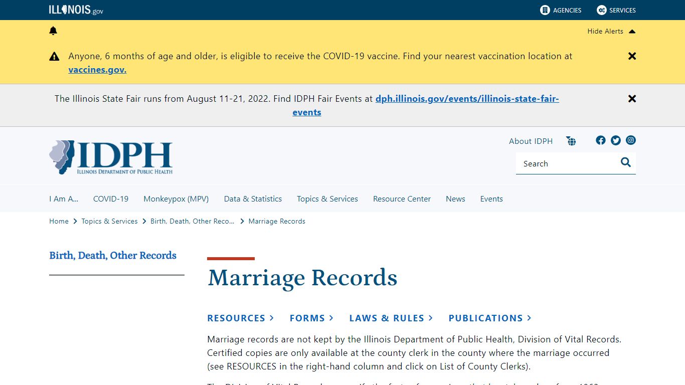 Marriage Records - Illinois